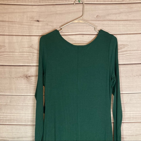 Lulu’s Charmed Life Forest Green Long Sleeve Asymmetrical Maxi Dress - Picture 8 of 11